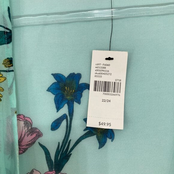 New Lane Bryant size 22/24 Floral Chiffon Flare Sleeve Open Front Feminine Top - Picture 3 of 10